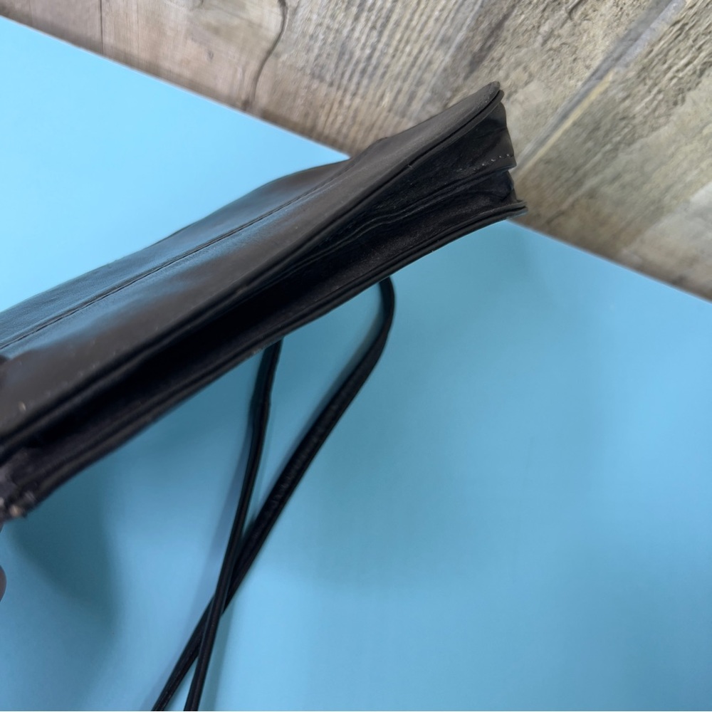 9 & Co. Black Leather Pouch 8-1/2”x6”x2” with Snap Closure and Long Strap 28” - Picture 7 of 7